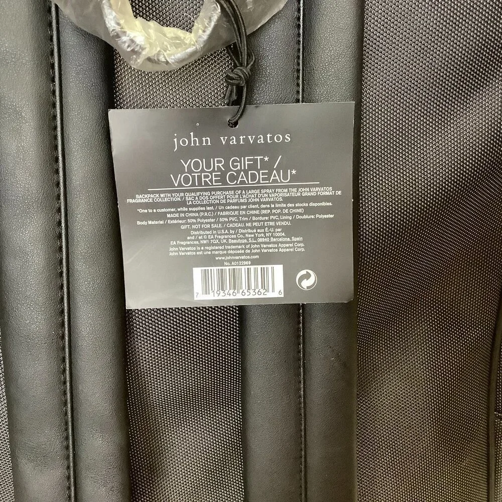 John Varvatos Backpack Black/Gray w/Tags 18